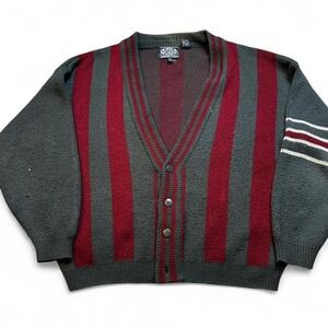Vantage point‎ zero striped preppy casual cardigan sweater size medium READ